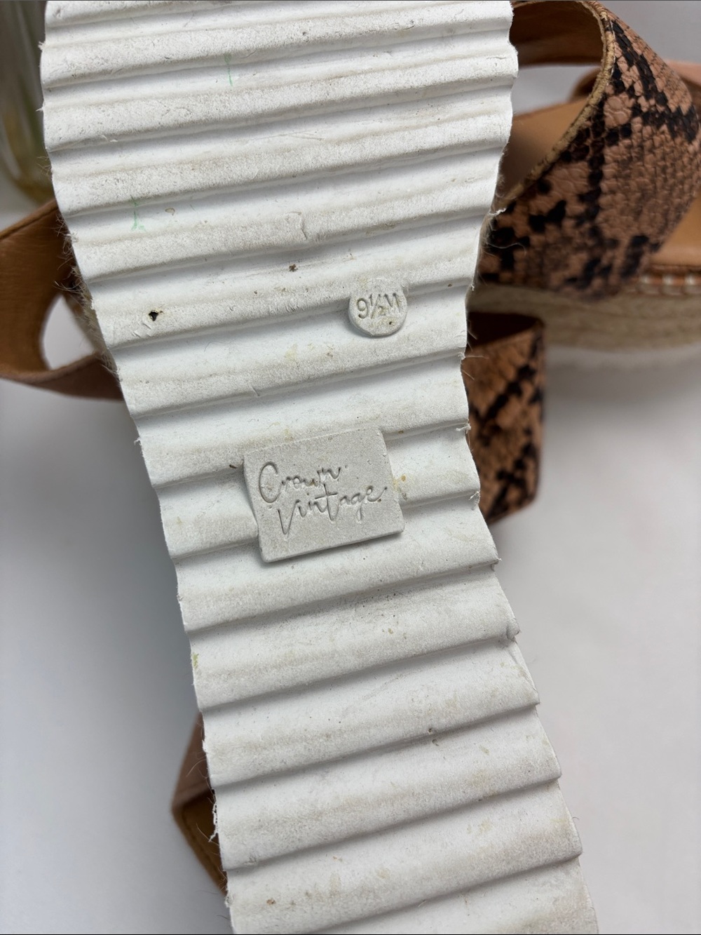 Crown Vintage Women’s 9.5 an Snake-Print Espadrille‎ Wedge Sandals #371 - Picture 3 of 12